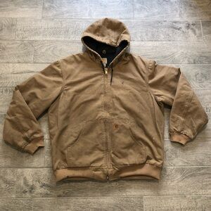 Vintage 90s Carhartt J130 Detroit Hooded Jacket Full Zip Brown Mens Size XL